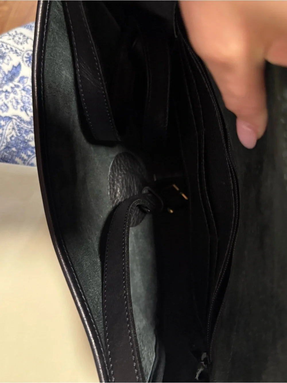 Black Leather AWL BLACK ON BLACK Shoulder Bag with Gold Hardware brass